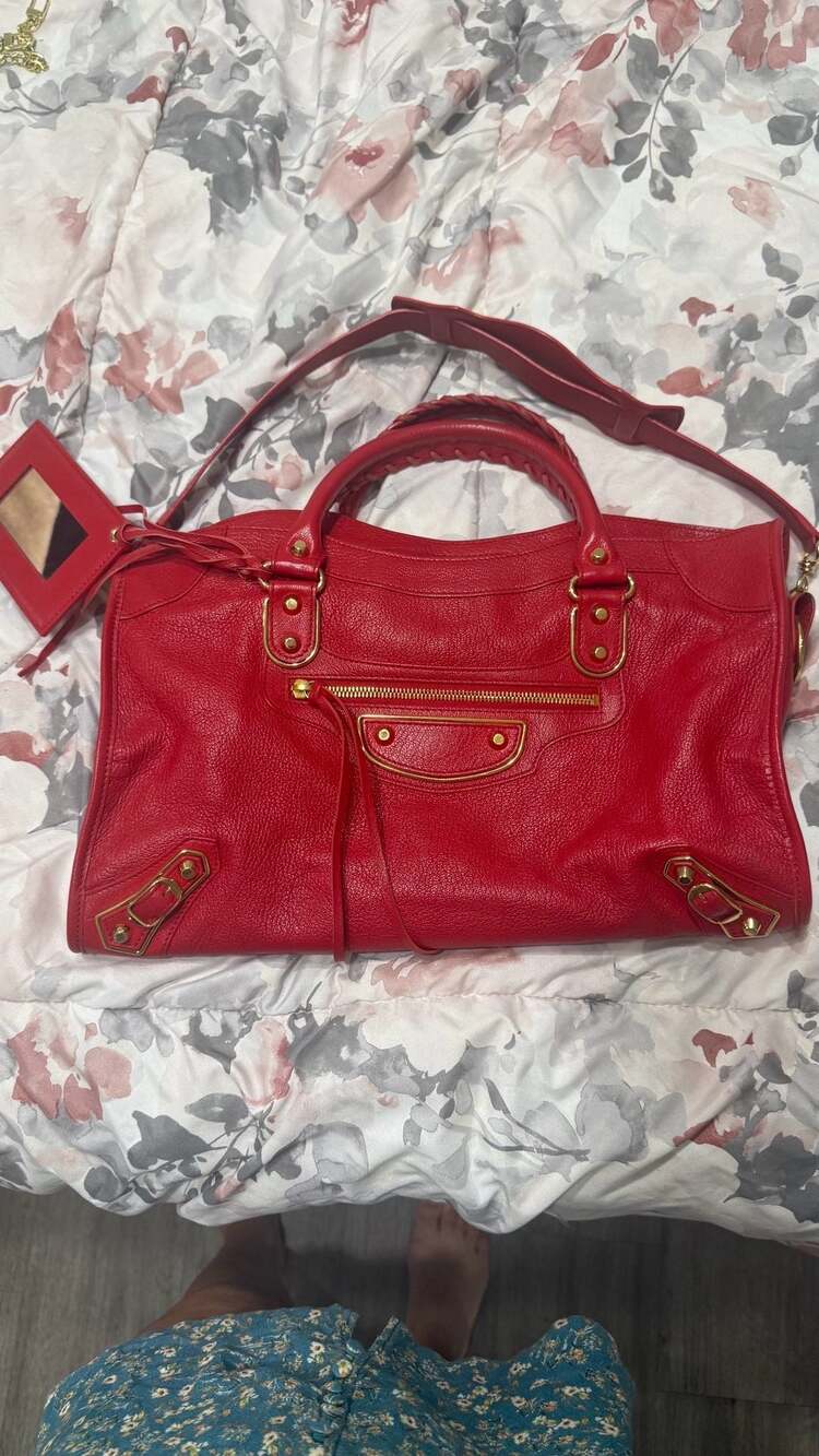 Balenciaga Classic Metallic Edge City Bag in Red Leather